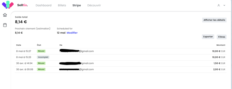Stripe dashboard